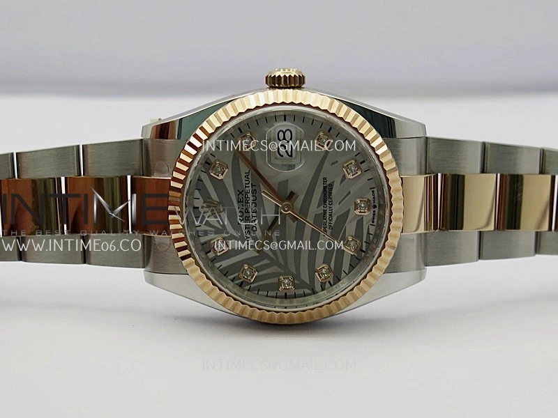 DateJust 126233 36mm 904L SS RG AR+F 1:1 Best Edition Silver Leaves Dial Diamond Marker On Oyster Bracelet DD3235