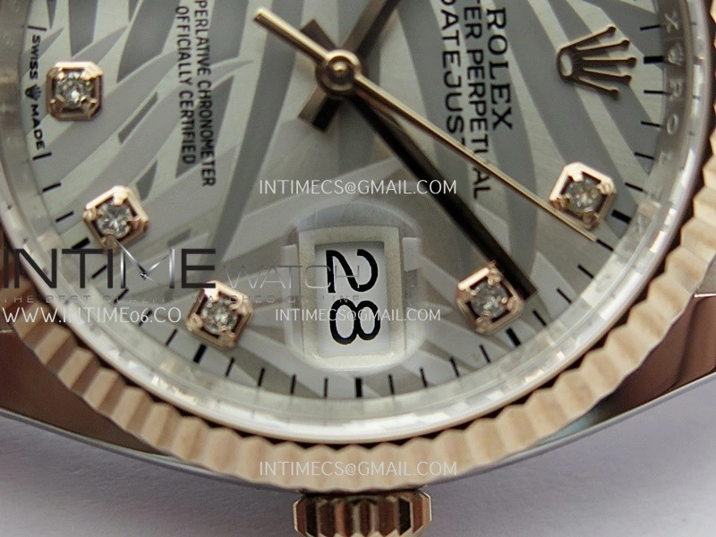 DateJust 126233 36mm 904L SS RG AR+F 1:1 Best Edition Silver Leaves Dial Diamond Marker On Oyster Bracelet DD3235