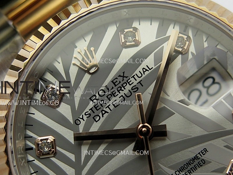 DateJust 126233 36mm 904L SS RG AR+F 1:1 Best Edition Silver Leaves Dial Diamond Marker On Oyster Bracelet DD3235