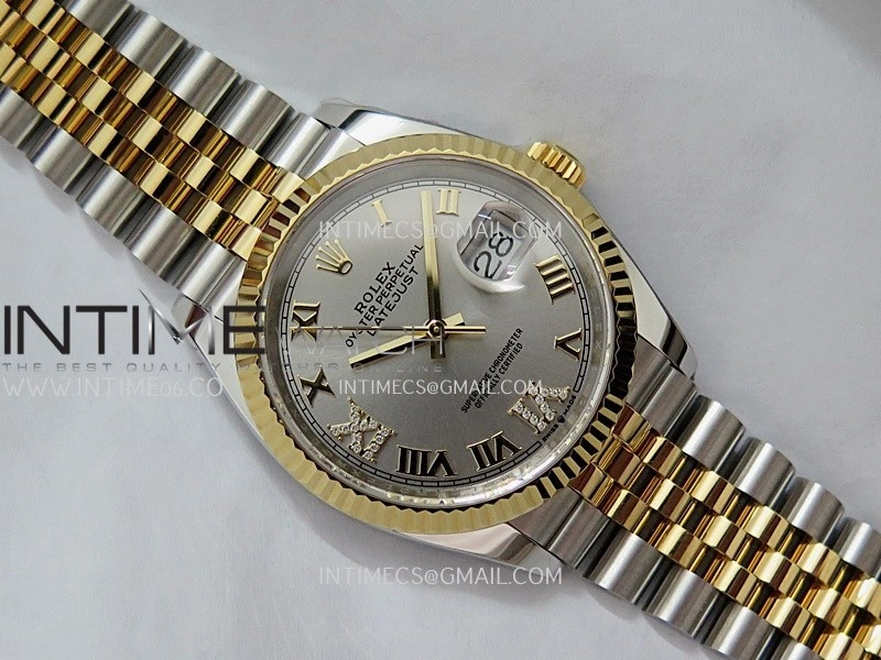 DateJust 126233 36mm 904L SS YG AR+F 1:1 Best Edition Sliver Dial Roman Diamond Marker On Jubilee Bracelet DD3235