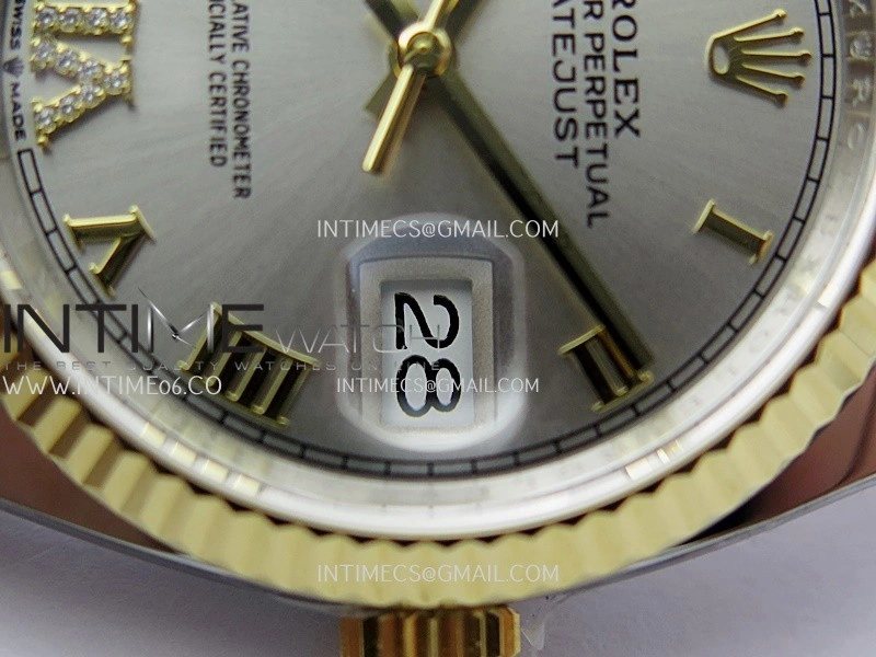 DateJust 126233 36mm 904L SS YG AR+F 1:1 Best Edition Sliver Dial Roman Diamond Marker On Jubilee Bracelet DD3235