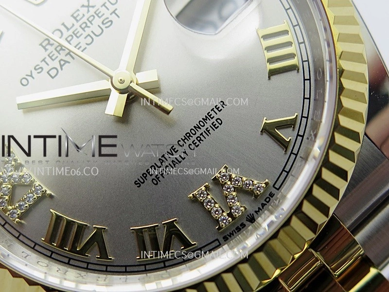 DateJust 126233 36mm 904L SS YG AR+F 1:1 Best Edition Sliver Dial Roman Diamond Marker On Jubilee Bracelet DD3235