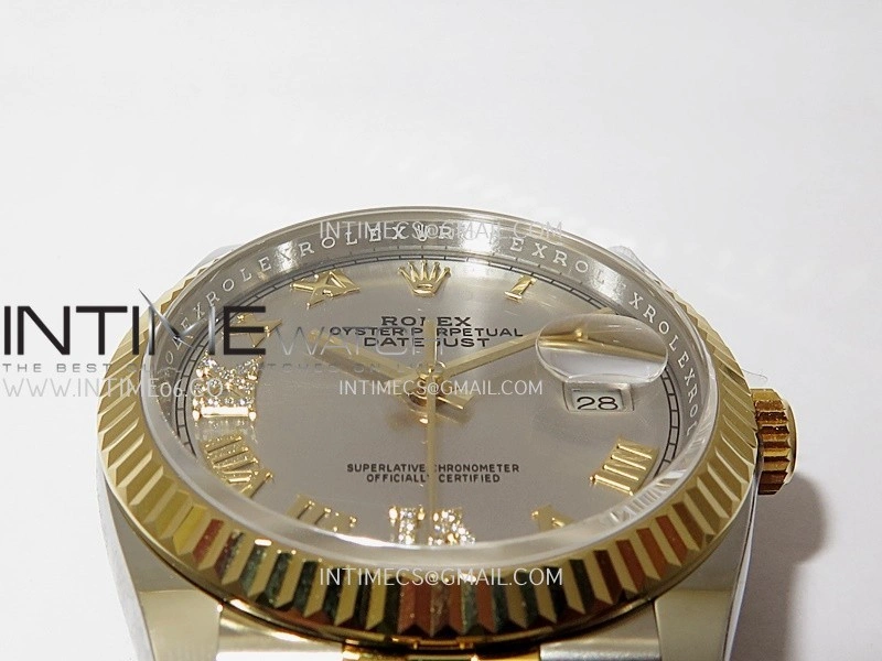 DateJust 126233 36mm 904L SS YG AR+F 1:1 Best Edition Sliver Dial Roman Diamond Marker On Jubilee Bracelet DD3235