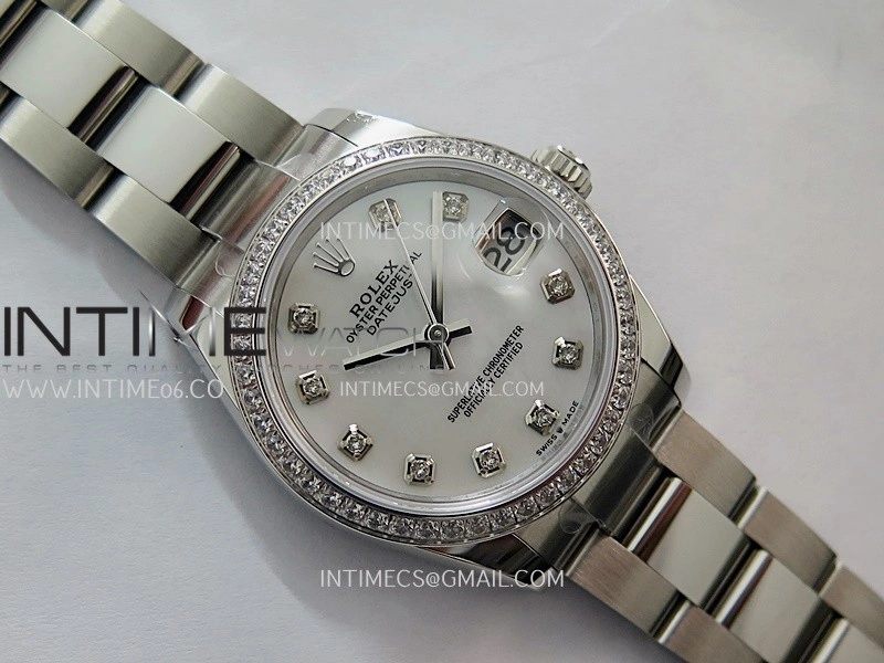 DateJust 31mm 904L SS AR+F Best Edition White MOP Dial Diamond Marker On 904L SS Oyster Bracelet A2236
