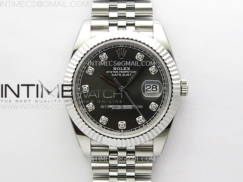 DateJust 41mm 126334 904 SS AR+F V2 1:1 Best Edition Rhodium Dial Diamonds Markers on Jubilee Bracelet DD3235