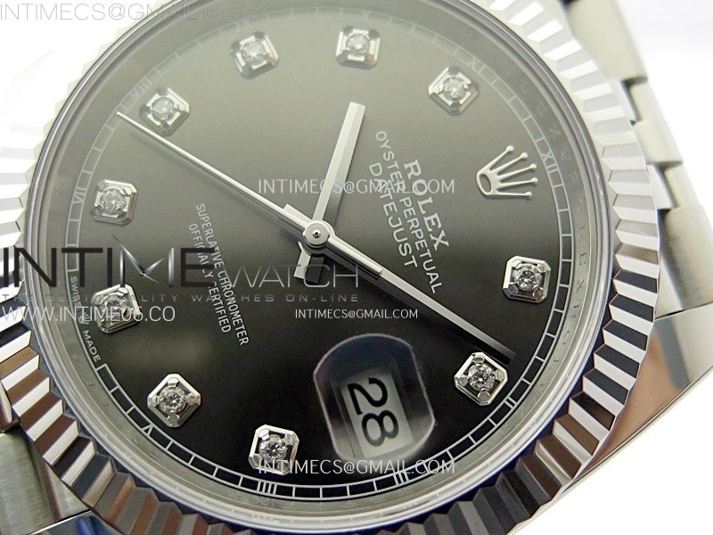 DateJust 41mm 126334 904 SS AR+F V2 1:1 Best Edition Rhodium Dial Diamonds Markers on Jubilee Bracelet DD3235