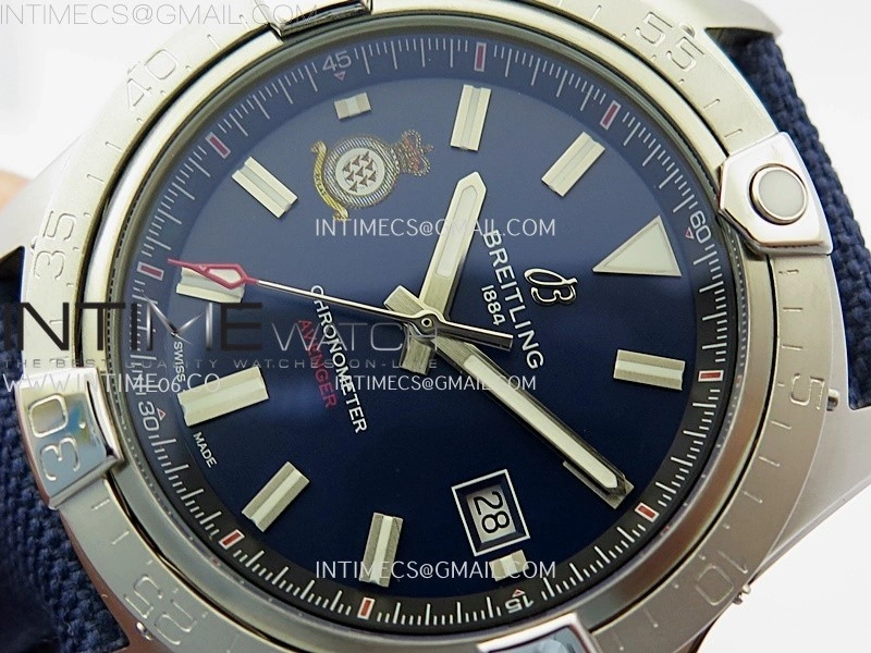 Avenger Chronometer 42mm Anniversary Edition SS BLSF 1:1 Best Version Blue Dial On Blue Nylon Strap A2824