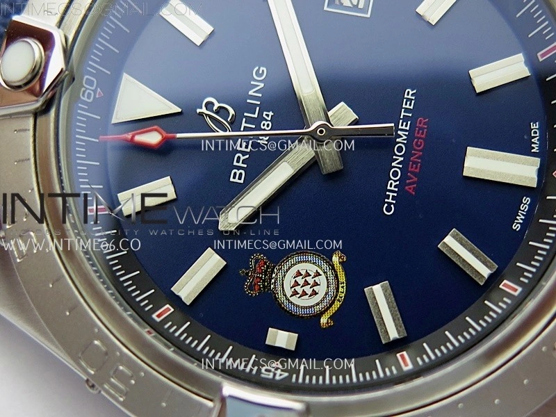 Avenger Chronometer 42mm Anniversary Edition SS BLSF 1:1 Best Version Blue Dial On Blue Nylon Strap A2824