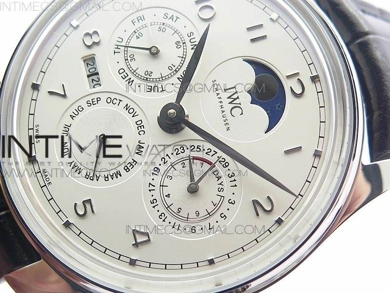 Portuguese Real PR Real Annual Calendar IW503305 V9F Best Edition White Dial Black Leather Strap A52610