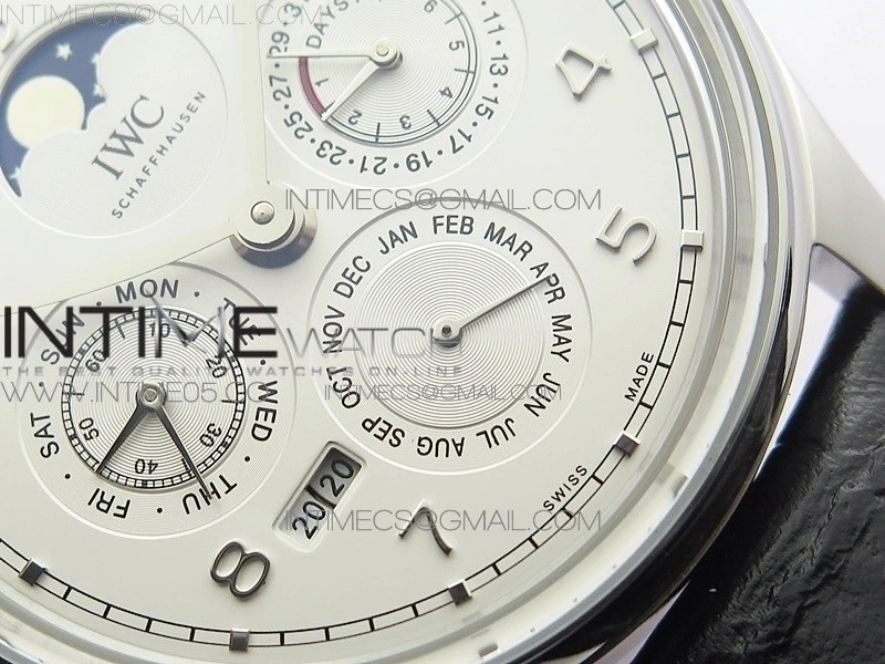 Portuguese Real PR Real Annual Calendar IW503305 V9F Best Edition White Dial Black Leather Strap A52610