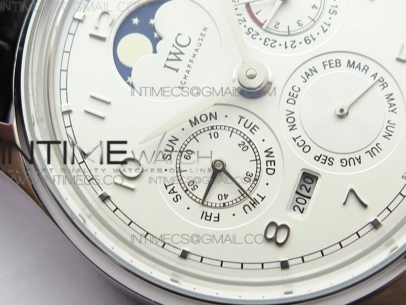 Portuguese Real PR Real Annual Calendar IW503305 V9F Best Edition White Dial Black Leather Strap A52610