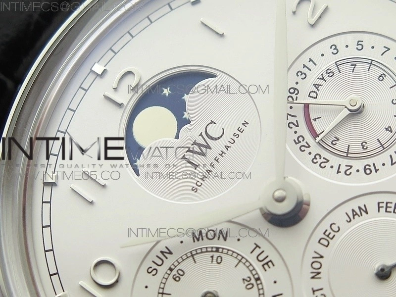 Portuguese Real PR Real Annual Calendar IW503305 V9F Best Edition White Dial Black Leather Strap A52610