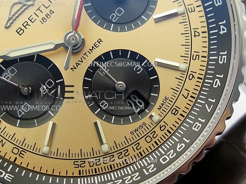 Navitimer B01 43mm SS B50 Best Edition RG Dial Black Subdial On Brown Leather Strap A7750