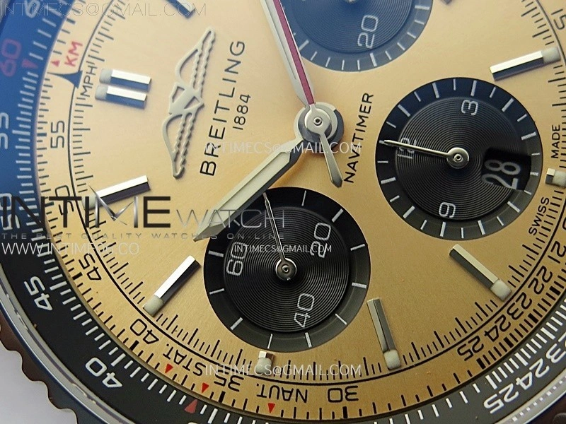 Navitimer B01 43mm SS B50 Best Edition RG Dial Black Subdial On Brown Leather Strap A7750
