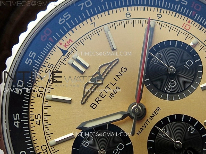 Navitimer B01 43mm SS B50 Best Edition RG Dial Black Subdial On Brown Leather Strap A7750