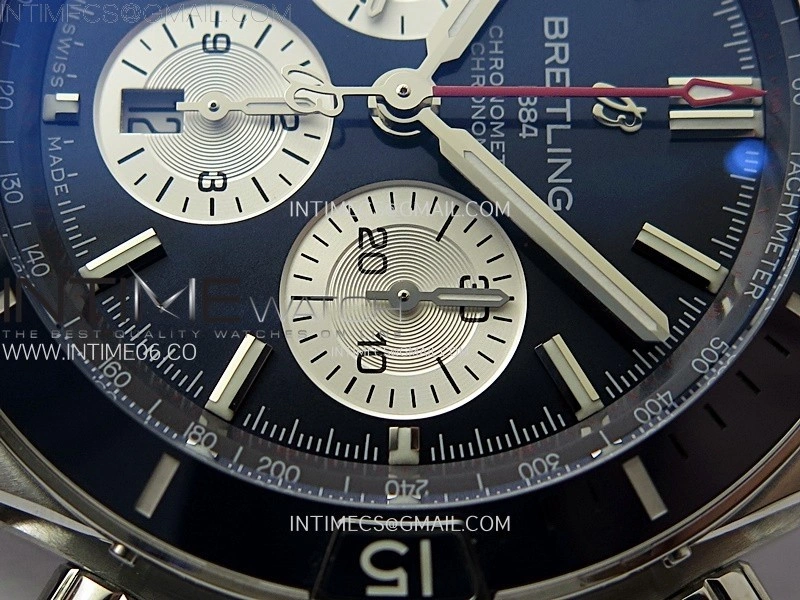 Chronomat B01 44mm SS BLSF 1:1 Best Edition Blue Dial on Blue Rubber Strap A7750 to Cal.01