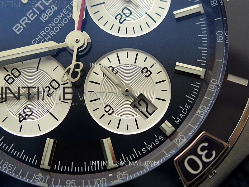 Chronomat B01 44mm SS BLSF 1:1 Best Edition Blue Dial on Blue Rubber Strap A7750 to Cal.01