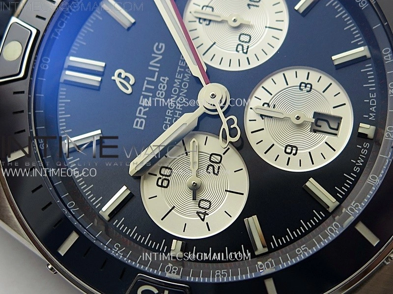 Chronomat B01 44mm SS BLSF 1:1 Best Edition Blue Dial on Blue Rubber Strap A7750 to Cal.01