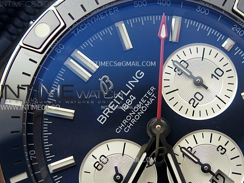 Chronomat B01 44mm SS BLSF 1:1 Best Edition Blue Dial on Blue Rubber Strap A7750 to Cal.01