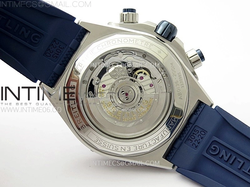 Chronomat B01 44mm SS BLSF 1:1 Best Edition Blue Dial on Blue Rubber Strap A7750 to Cal.01