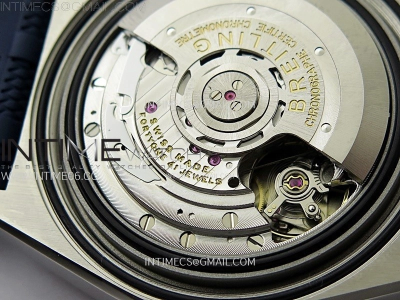 Chronomat B01 44mm SS BLSF 1:1 Best Edition Blue Dial on Blue Rubber Strap A7750 to Cal.01