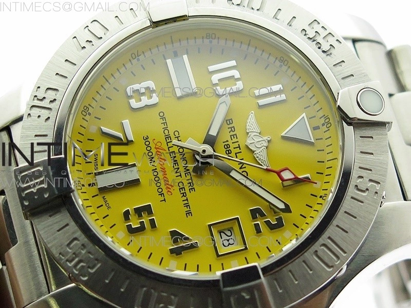Seawolf 45mm SS B50 1:1 Best Edition SuperLumed Yellow Dial Numeral Markers on SS Bracelet A2824