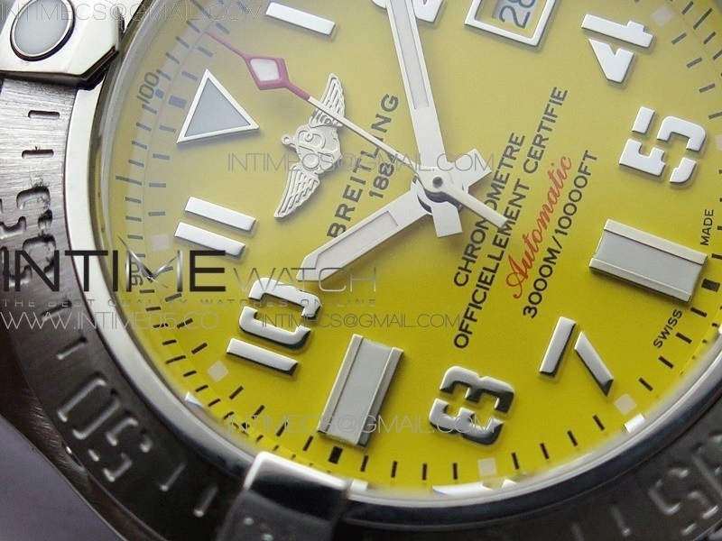 Seawolf 45mm SS B50 1:1 Best Edition SuperLumed Yellow Dial Numeral Markers on SS Bracelet A2824