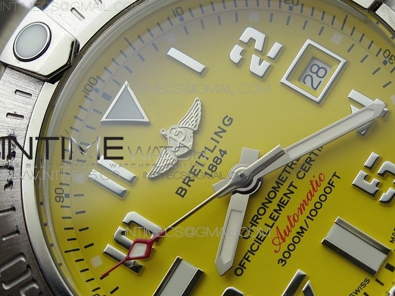 Seawolf 45mm SS B50 1:1 Best Edition SuperLumed Yellow Dial Numeral Markers on SS Bracelet A2824