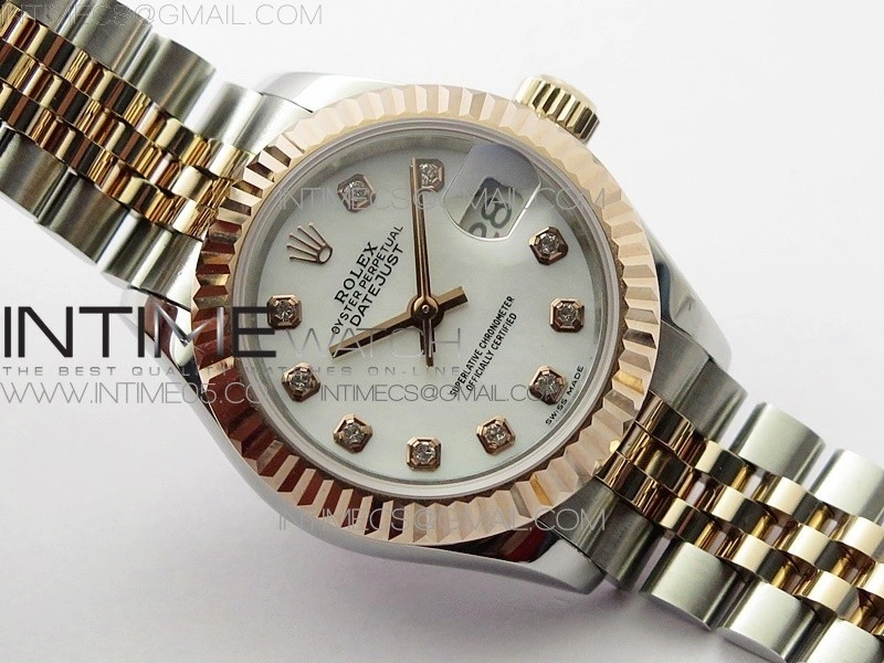 Datejust 28mm 279173 SS RG BP Best Edition White MOP Crystal Markers Dial on SS RG Jubilee Bracelet ETA2671