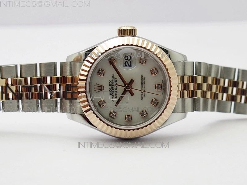 Datejust 28mm 279173 SS RG BP Best Edition White MOP Crystal Markers Dial on SS RG Jubilee Bracelet ETA2671