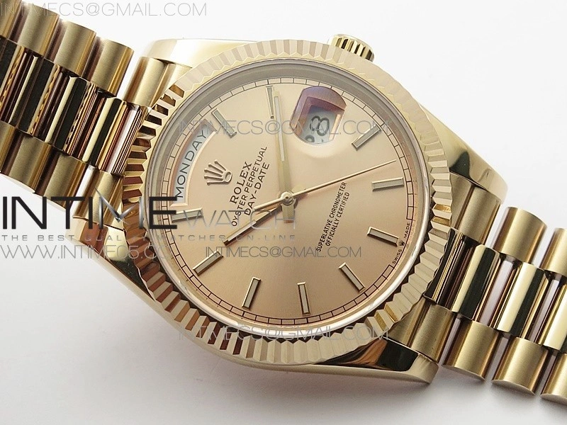 Day-Date 40mm 228239 BP New Dial Version 904 RG Stick Markers RG Dial on RG President Bracelet A2836