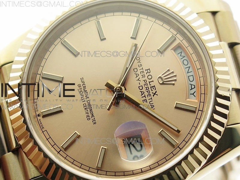 Day-Date 40mm 228239 BP New Dial Version 904 RG Stick Markers RG Dial on RG President Bracelet A2836