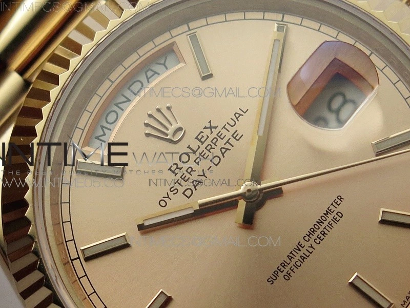 Day-Date 40mm 228239 BP New Dial Version 904 RG Stick Markers RG Dial on RG President Bracelet A2836