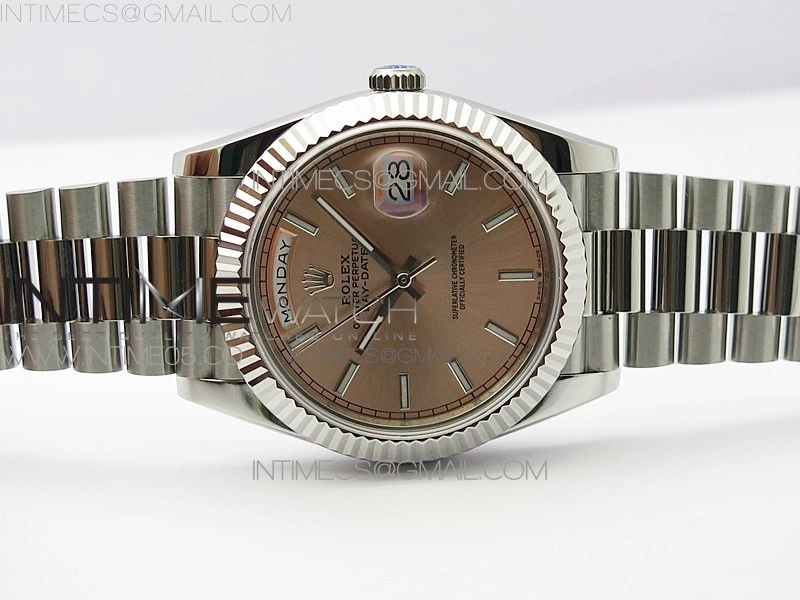 Day-Date 40mm 228239 BP New Dial Version 904 SS RG Stick Markers Dial on SS President Bracelet A2836