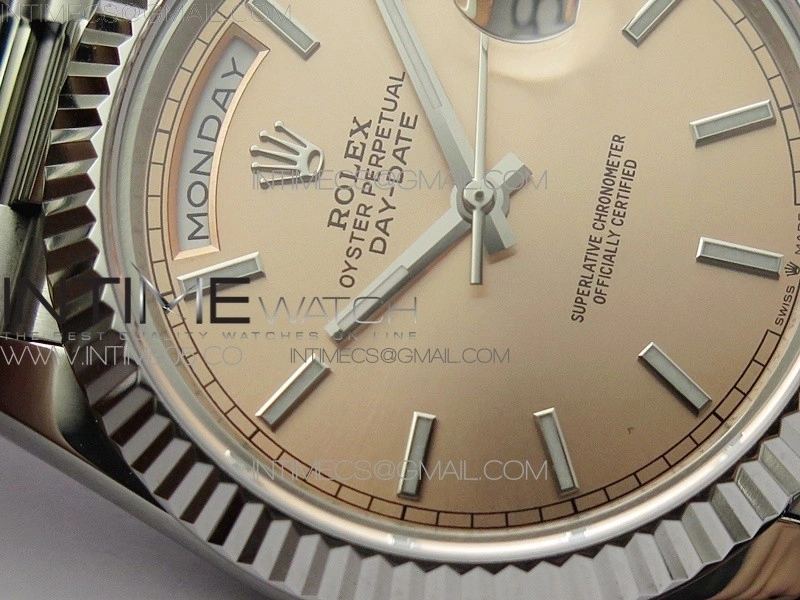 Day-Date 40mm 228239 BP New Dial Version 904 SS RG Stick Markers Dial on SS President Bracelet A2836