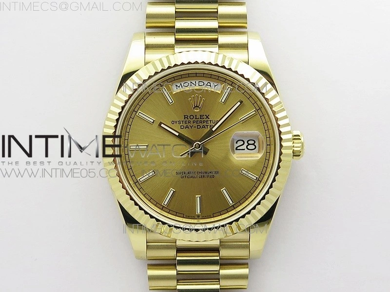 Day-Date 40mm 228239 BP New Dial Version 904 YG Stick Markers YG Dial on YG President Bracelet A2836