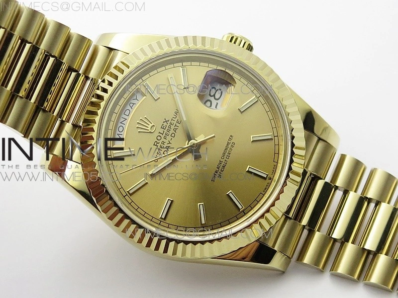 Day-Date 40mm 228239 BP New Dial Version 904 YG Stick Markers YG Dial on YG President Bracelet A2836
