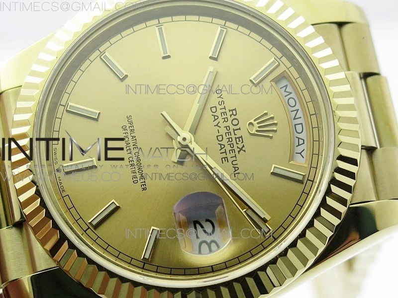 Day-Date 40mm 228239 BP New Dial Version 904 YG Stick Markers YG Dial on YG President Bracelet A2836