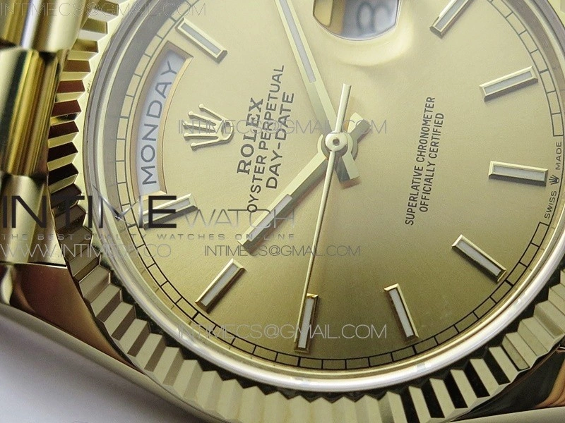 Day-Date 40mm 228239 BP New Dial Version 904 YG Stick Markers YG Dial on YG President Bracelet A2836