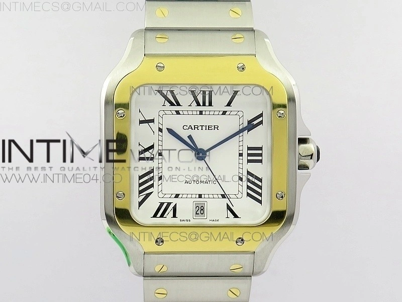 Santos de Cartier 40mm 2018 SS YG BVF 1:1 Best Edition YG Bezel White Dial on SS YG SmartLinks Bracelet MIYOTA 9015