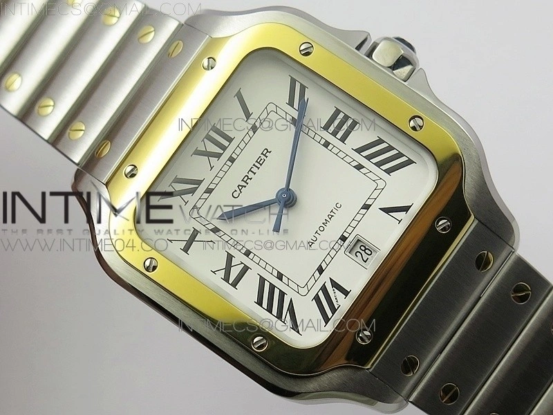 Santos de Cartier 40mm 2018 SS YG BVF 1:1 Best Edition YG Bezel White Dial on SS YG SmartLinks Bracelet MIYOTA 9015