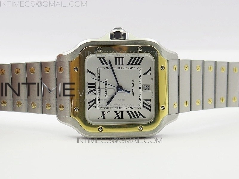 Santos de Cartier 40mm 2018 SS YG BVF 1:1 Best Edition YG Bezel White Dial on SS YG SmartLinks Bracelet MIYOTA 9015