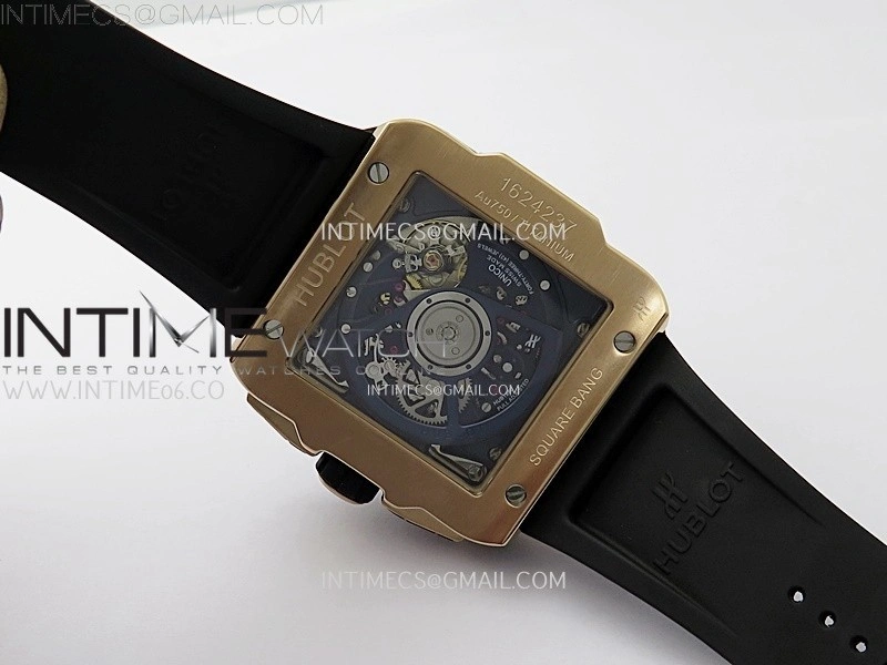 Square Bang Unico 42mm RG BBF 1:1 Best Edition Skeleton Dial on Blue Rubber Strap A1280