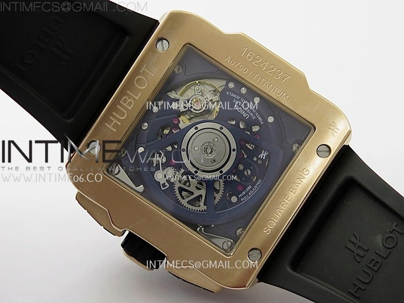 Square Bang Unico 42mm RG BBF 1:1 Best Edition Skeleton Dial on Blue Rubber Strap A1280