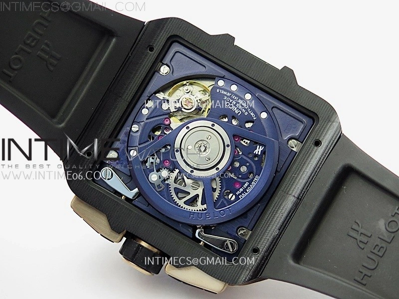 Square Bang Unico 42mm RG BBF 1:1 Best Edition Skeleton Dial on Blue Rubber Strap A1280