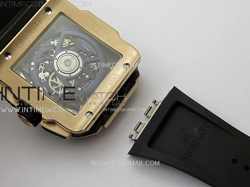 Square Bang Unico 42mm RG BBF 1:1 Best Edition Skeleton Dial on Blue Rubber Strap A1280