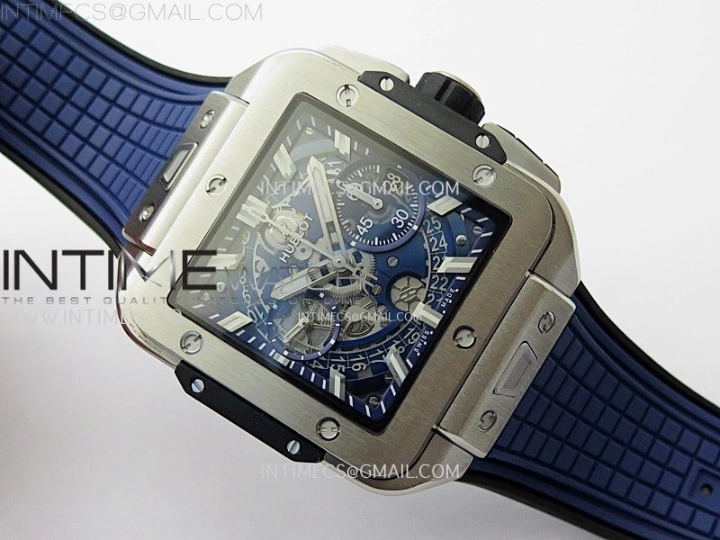 Square Bang Unico 42mm Ti BBF 1:1 Best Edition Skeleton Dial on Blue Rubber Strap A1280