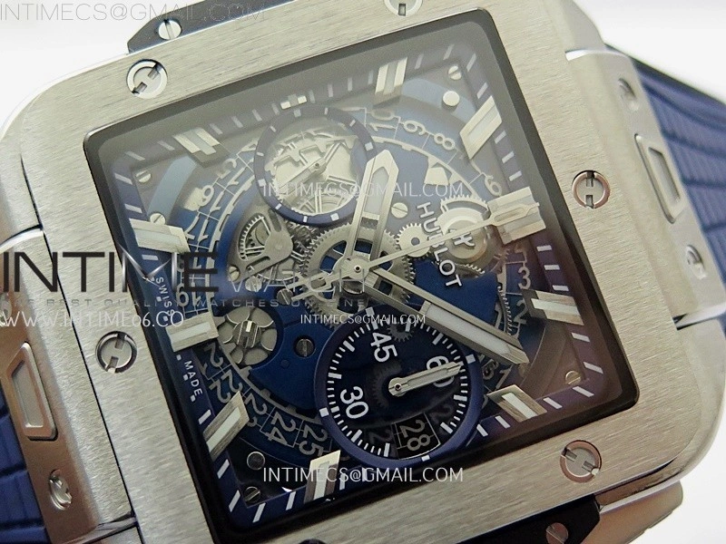 Square Bang Unico 42mm Ti BBF 1:1 Best Edition Skeleton Dial on Blue Rubber Strap A1280