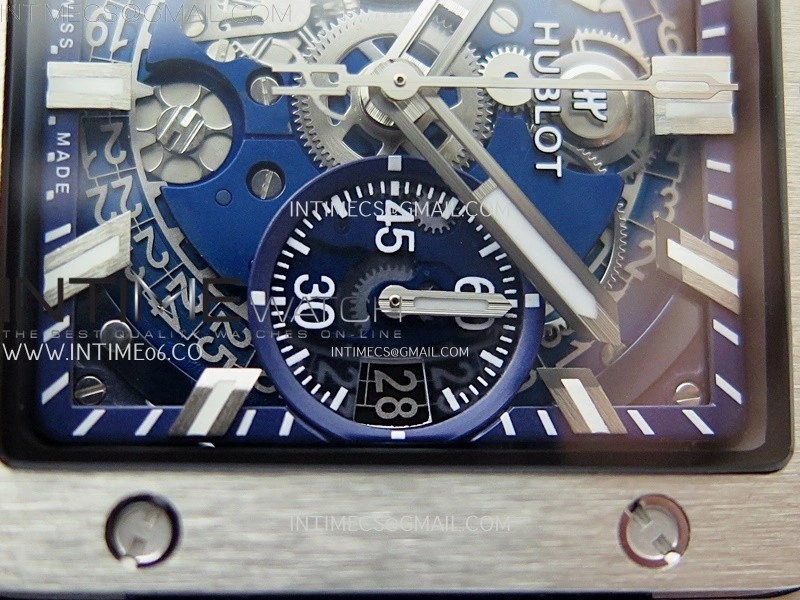 Square Bang Unico 42mm Ti BBF 1:1 Best Edition Skeleton Dial on Blue Rubber Strap A1280