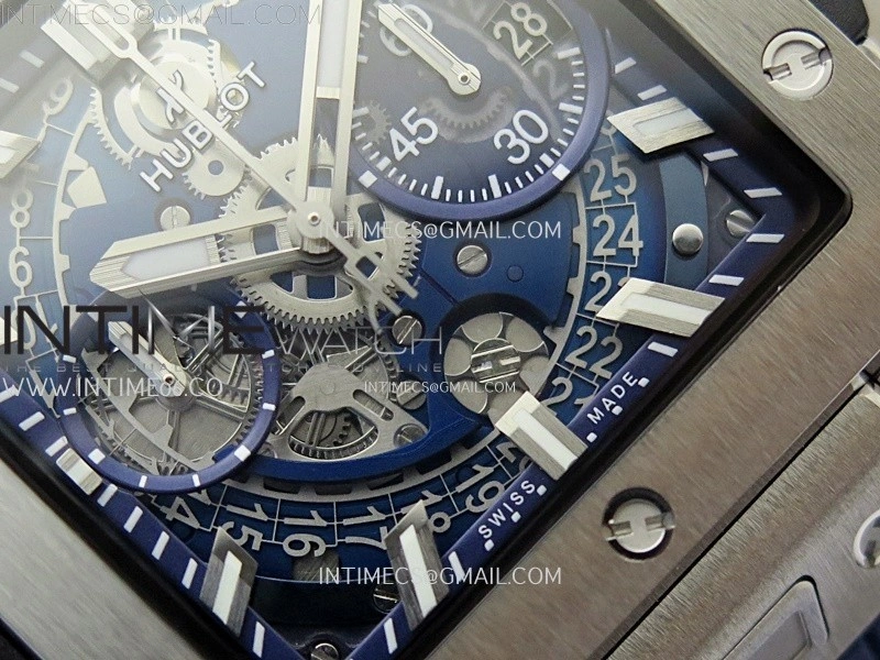 Square Bang Unico 42mm Ti BBF 1:1 Best Edition Skeleton Dial on Blue Rubber Strap A1280